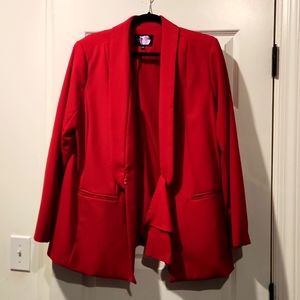 ELOQUII Red Hidden Front Hook Closure Lined Blazer, Size 18